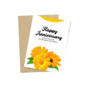 Yellow Flower Happy Anniversary Card
